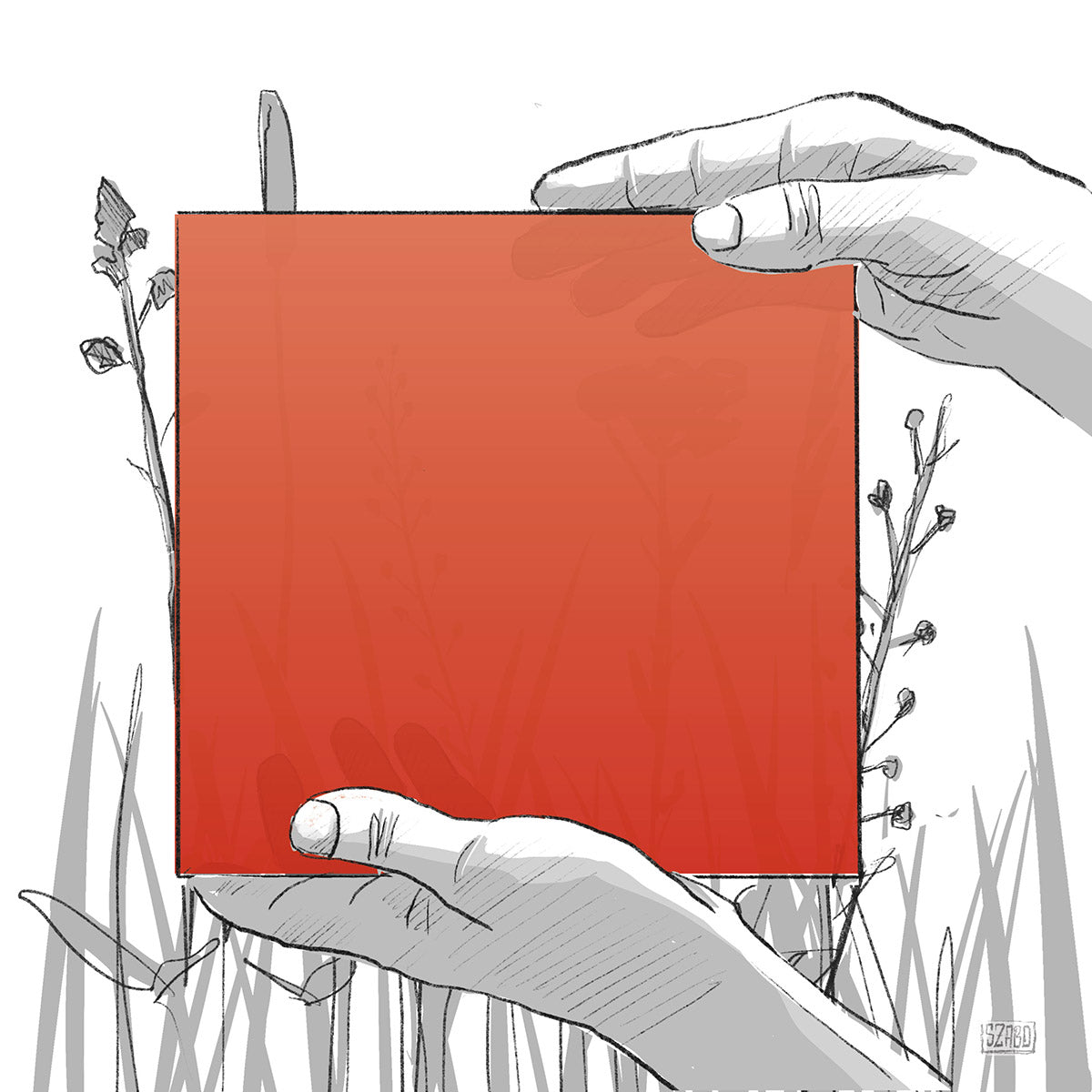 Illustrative Darstellung des orangenen KNUMOX Handmusters "Manddarine" in der transluzenten Durchlässigkeit. 